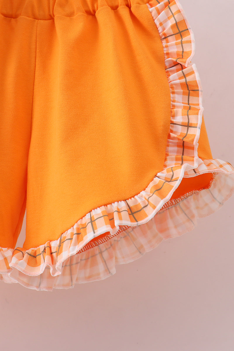 Tennessee Go vols smocked plaid ruffle shorts set - Aaria Tees Aaria Tees