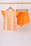 Tennessee Go vols smocked plaid ruffle shorts set - Aaria Tees Aaria Tees