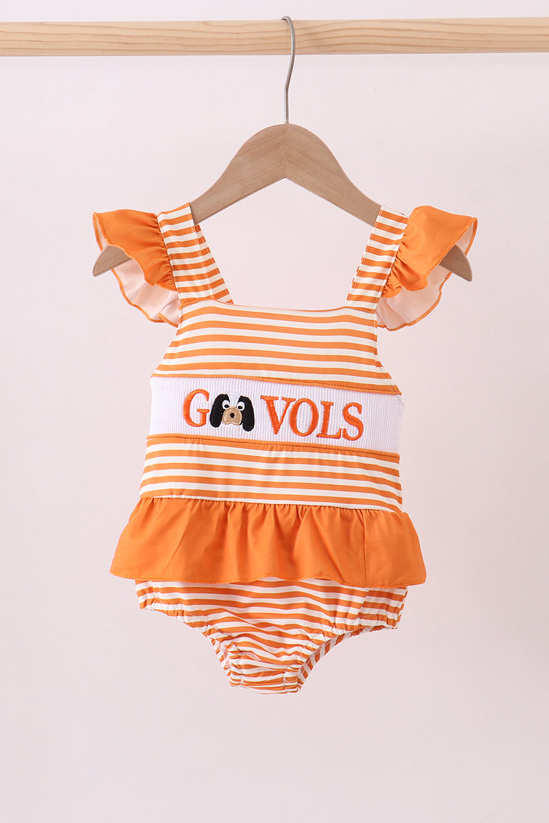 Tennessee Go vols smocked stripe swimsuit - Aaria Tees