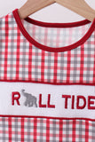 Alabama roll tide smocked ruffle plaid shorts set - Aaria Tees Aaria Tees