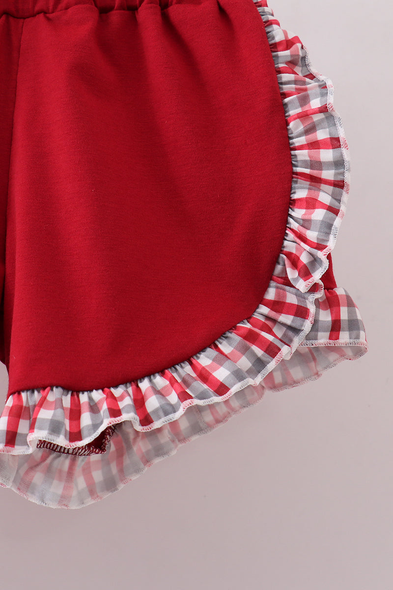 Alabama roll tide smocked ruffle plaid shorts set - Aaria Tees Aaria Tees
