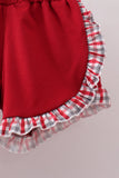 Alabama roll tide smocked ruffle plaid shorts set - Aaria Tees Aaria Tees