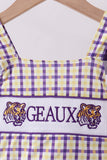 Purple LSU GEAUX smocked swimsuit - Aaria Tees Aaria Tees