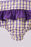 Purple LSU GEAUX smocked swimsuit - Aaria Tees Aaria Tees