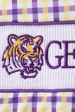 Purple LSU GEAUX smocked swimsuit - Aaria Tees Aaria Tees