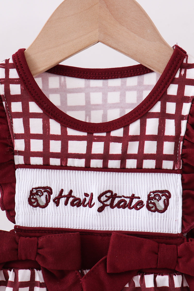 Mississippi Hail State smocked ruffle gingham bubble - Aaria Tees Aaria Tees
