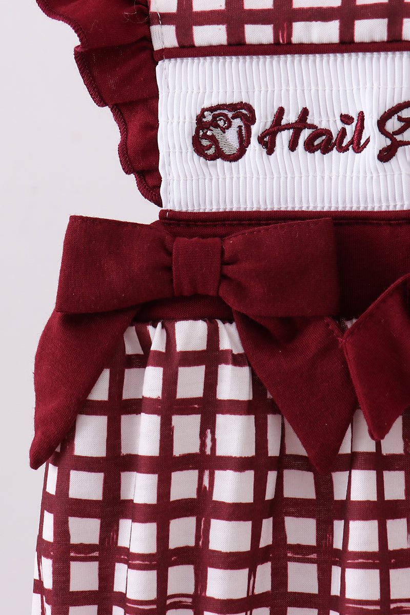 Mississippi Hail State smocked ruffle gingham bubble - Aaria Tees Aaria Tees