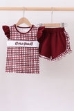 Mississippi Hail State smocked ruffle gingham shorts set - Aaria Tees Aaria Tees