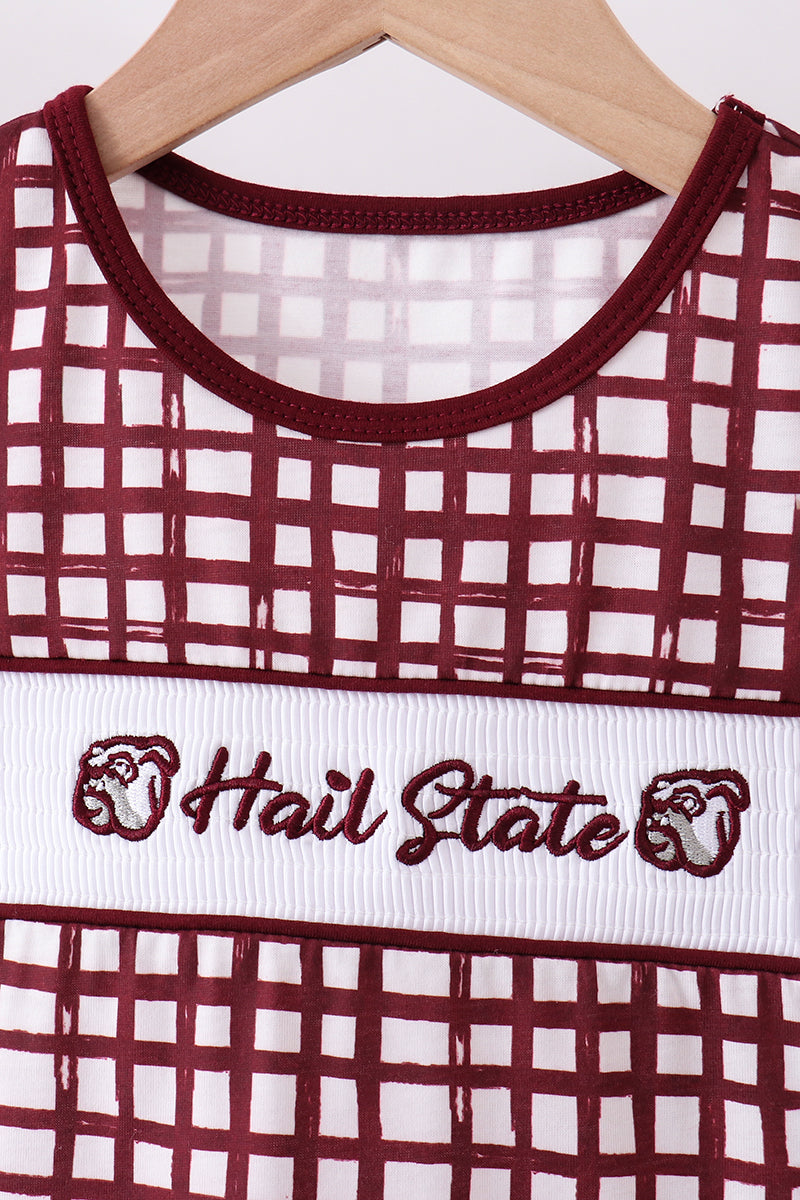 Mississippi Hail State smocked ruffle gingham shorts set - Aaria Tees Aaria Tees