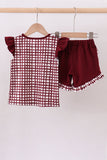 Mississippi Hail State smocked ruffle gingham shorts set - Aaria Tees Aaria Tees