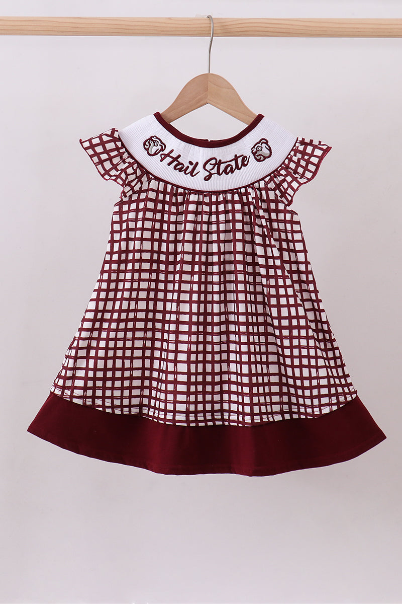 Mississippi Hail State smocked gingham dress - Aaria Tees