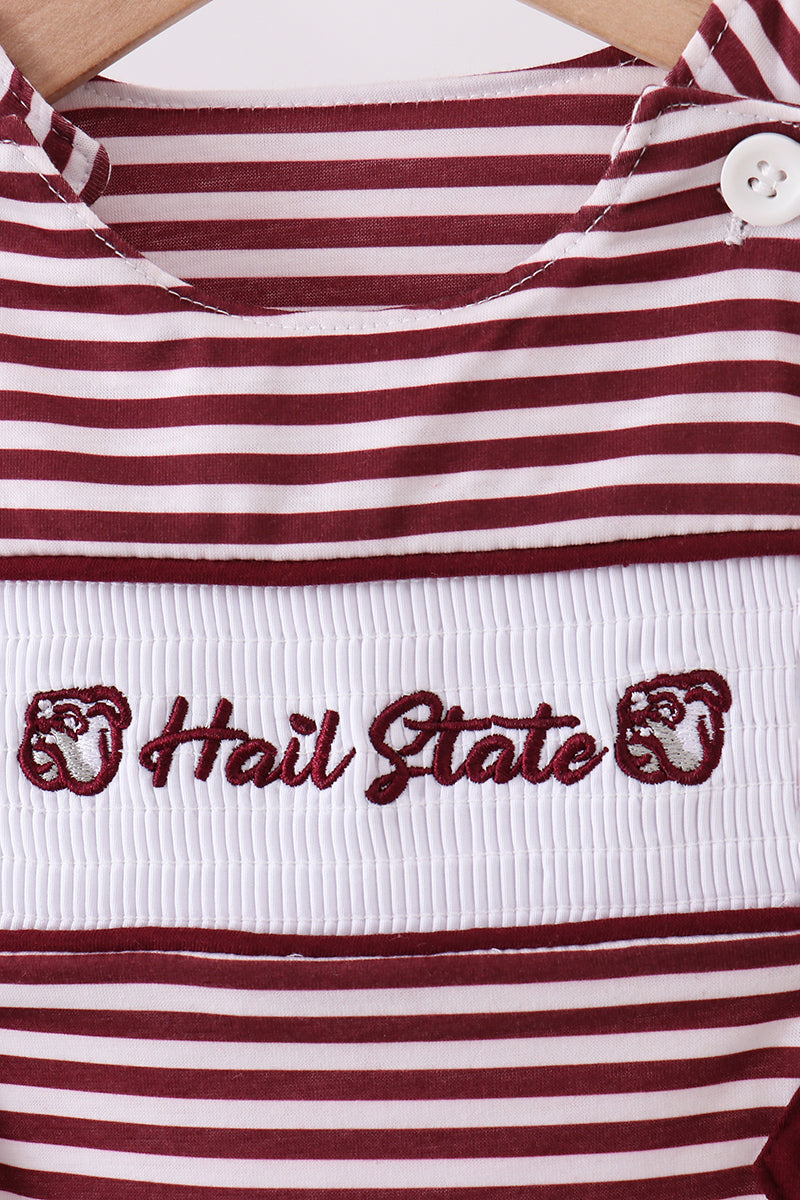 Mississippi Hail State smocked stripe jonjon - Aaria Tees Aaria Tees