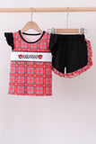Arkansas smocked plaid ruffle shorts set - Aaria Tees Aaria Tees