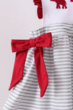 Maroon Alabama embroidery stripe ruffle pants set - Aaria Tees Aaria Tees