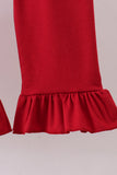 Maroon Alabama embroidery stripe ruffle pants set - Aaria Tees Aaria Tees