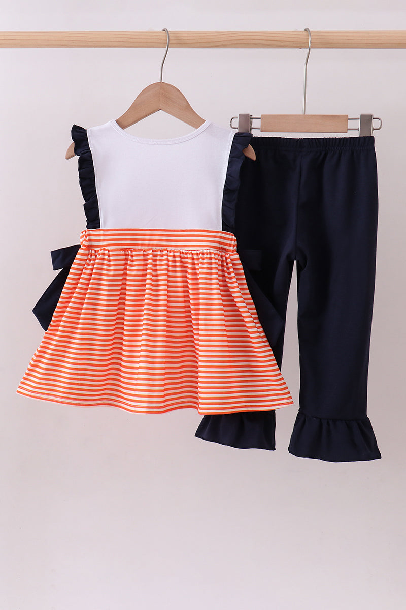 Auburn embroidery ruffle stripe pants set - Aaria Tees Aaria Tees