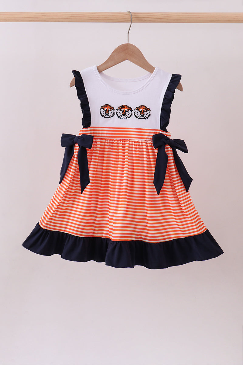 Auburn embroidery ruffle stripe dress - Aaria Tees Aaria Tees