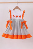 Orange Tennessee embroidery stripe ruffle dress Aaria Tees