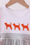 Orange Tennessee embroidery stripe ruffle dress Aaria Tees