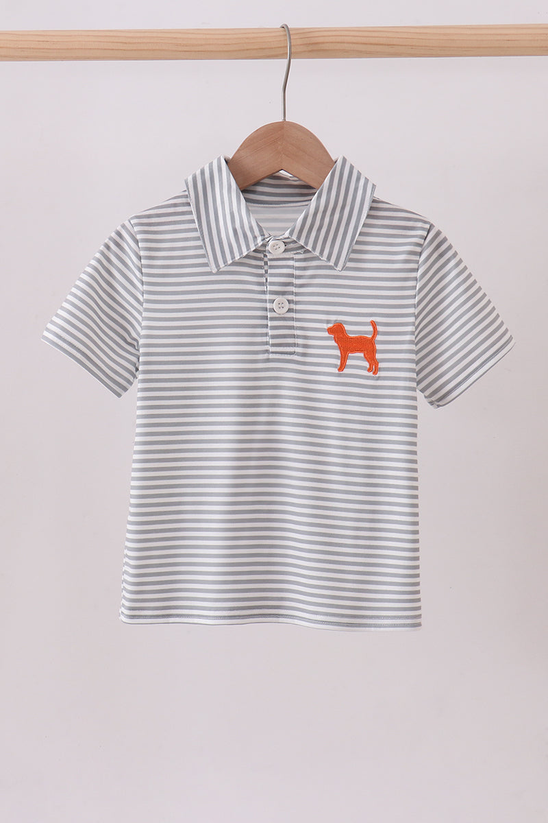 Orange Tennessee embroidery stripe button down shirt - Aaria Tees