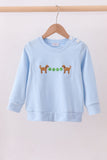 Blue puppy clover embroidery top - Aaria Tees Aaria Tees