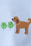 Blue puppy clover embroidery top - Aaria Tees Aaria Tees