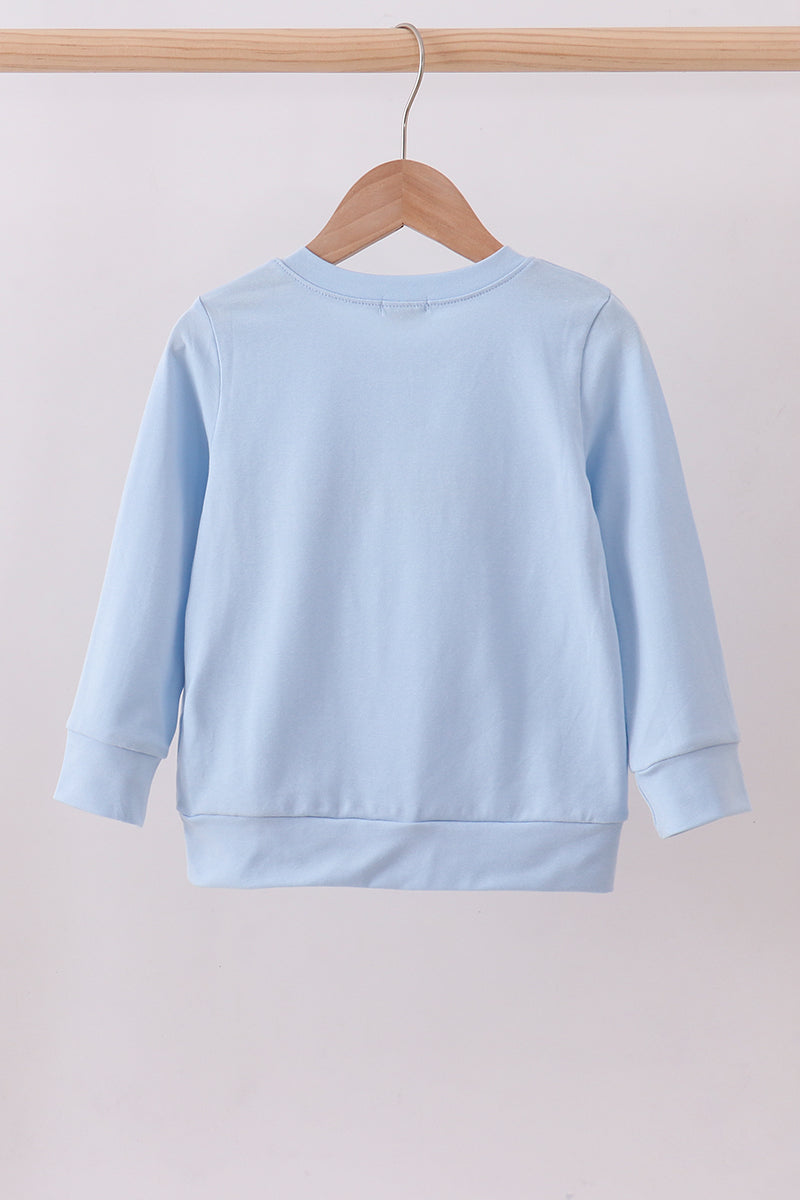 Blue puppy clover embroidery top - Aaria Tees Aaria Tees