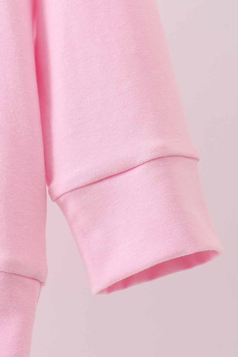 Pink puppy clover embroidery ruffle top - Aaria Tees Aaria Tees