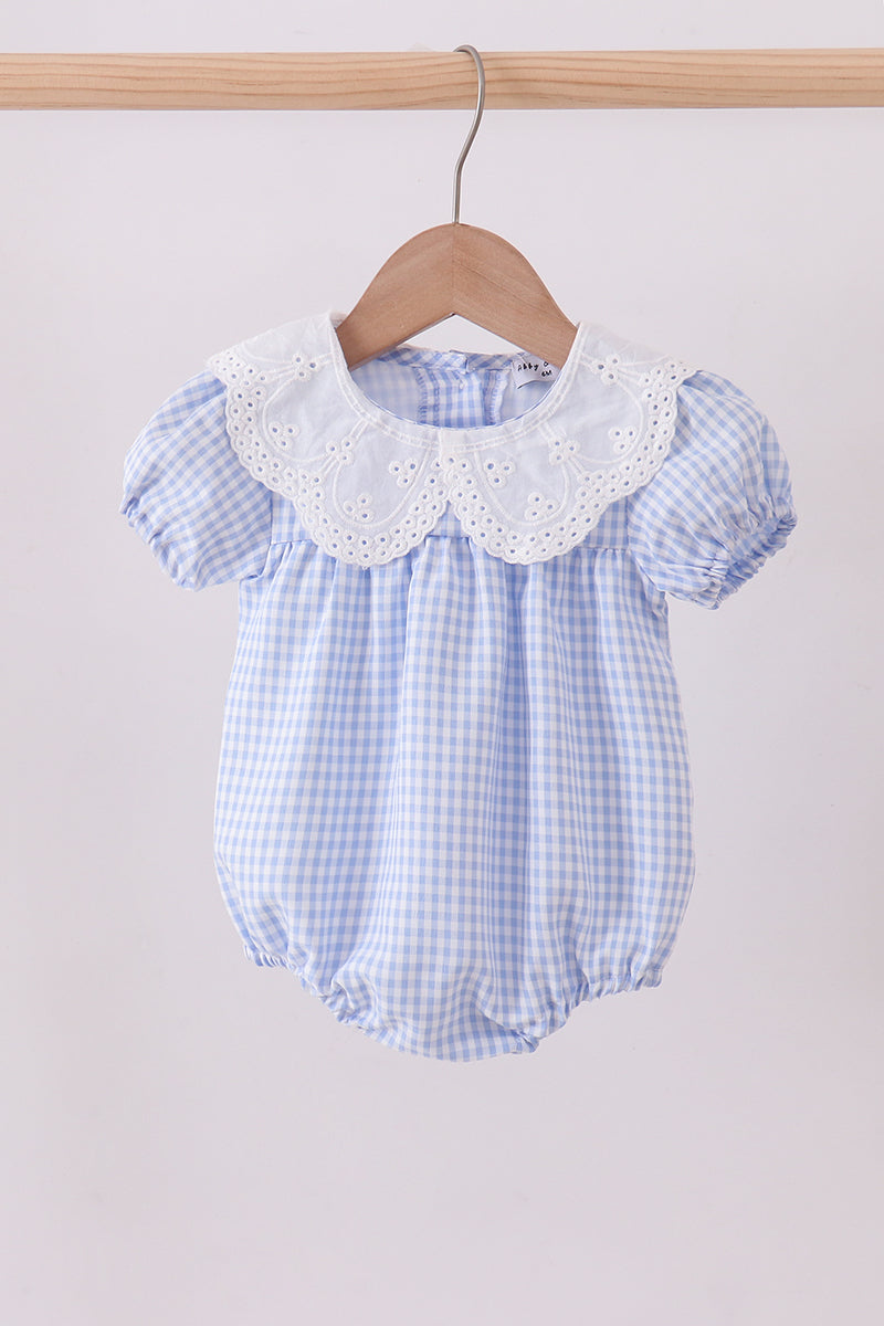 Blue Gingham Lace Bubble - Aaria Tees
