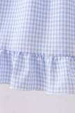 Blue Gingham Lace Ruffle Dress Aaria Tees