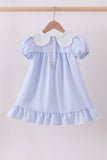 Blue Gingham Lace Ruffle Dress Aaria Tees
