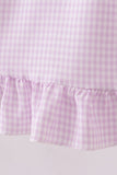 Purple Gingham Lace Ruffle Dress Aaria Tees