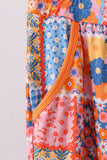 Orange floral patchwork bamboo women pants Aaria Tees