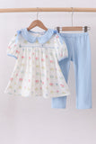 Blue floral bow pants set - Aaria Tees Aaria Tees
