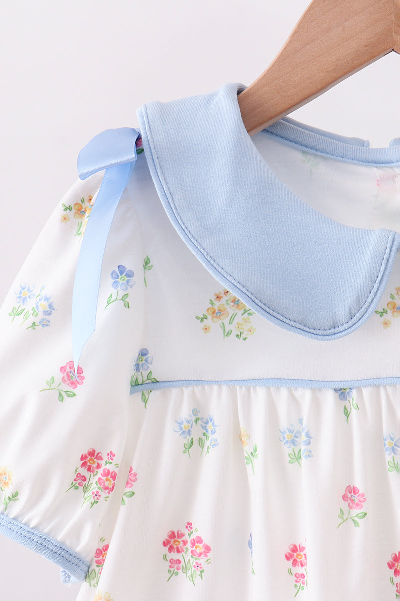 Blue floral bow pants set - Aaria Tees Aaria Tees