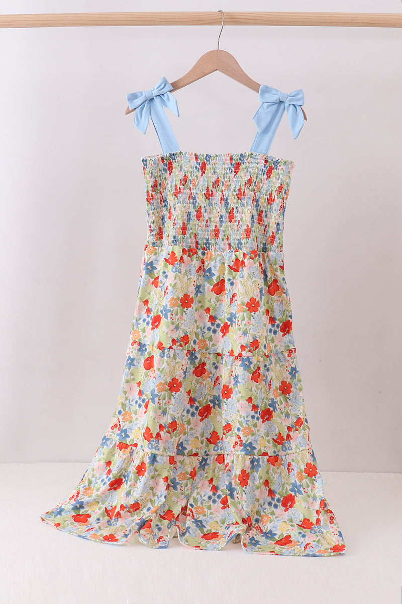 Floral smocked women tiered dress - Aaria Tees