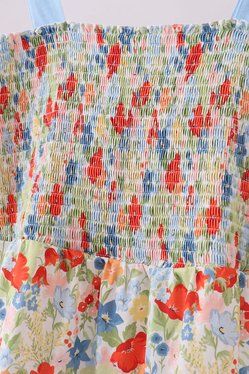 Floral smocked women tiered dress - Aaria Tees Aaria Tees