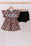 Leopard butterfly smocked ruffle bloomer set - Aaria Tees Aaria Tees