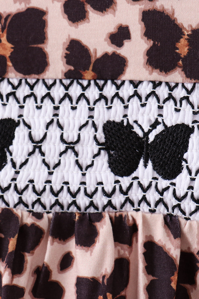 Leopard butterfly smocked ruffle bloomer set - Aaria Tees Aaria Tees