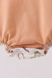 Brown Western Embroidered Bubble Aaria Tees
