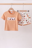 Brown Western Embroidered Shorts Set Aaria Tees
