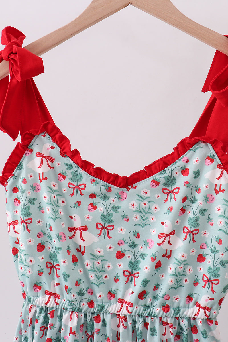 Starwberry goose print women dress - Aaria Tees Aaria Tees