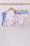 Blue bow floral women 2pc swimsuit - Aaria Tees Aaria Tees