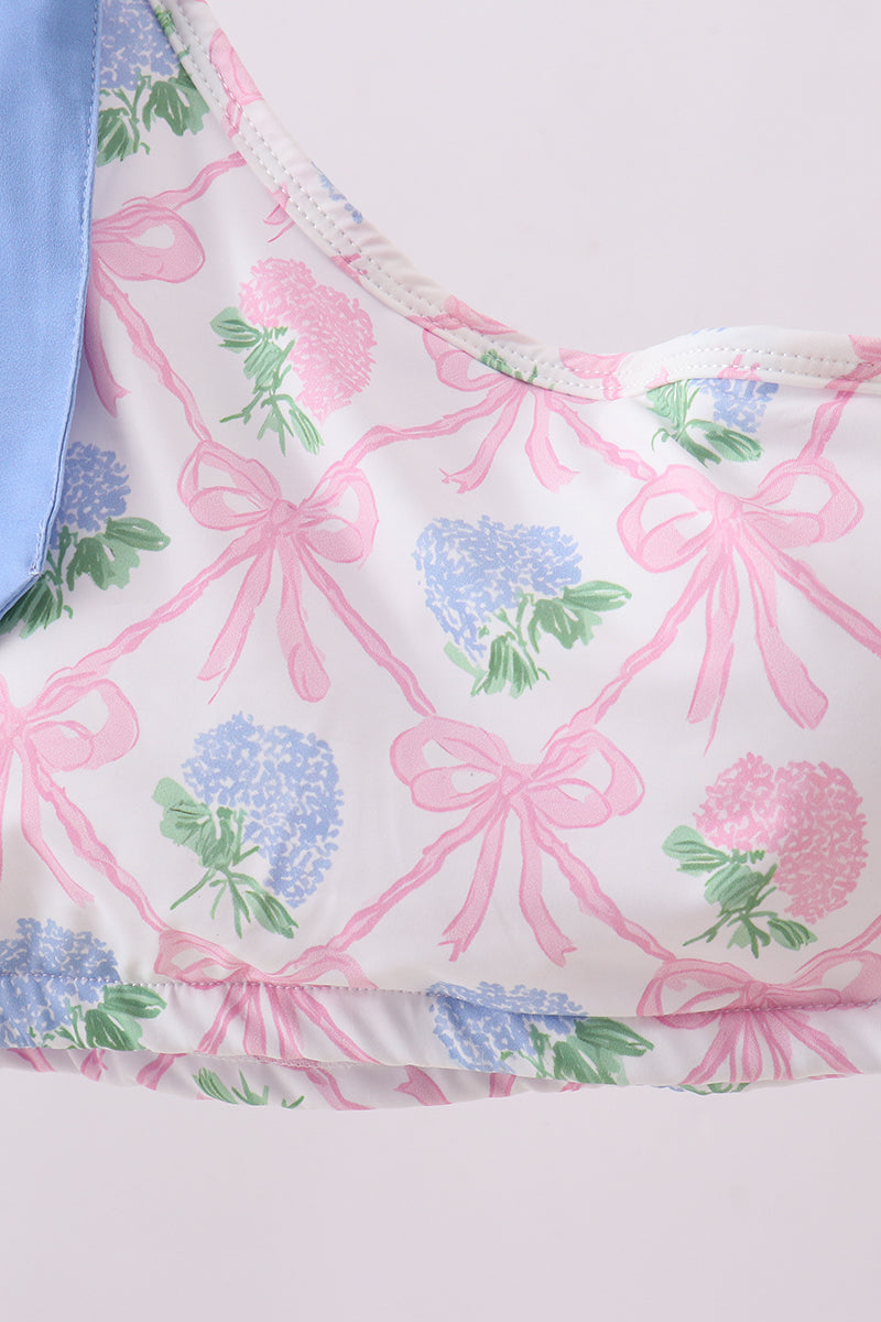 Blue bow floral women 2pc swimsuit - Aaria Tees Aaria Tees