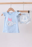 Blue Whale Applique Bloomer Set Aaria Tees
