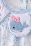 Blue Whale Embroidered Bubble Aaria Tees