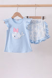 Blue Whale Applique Ruffle Shorts Set Aaria Tees