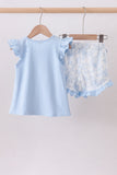 Blue Whale Applique Ruffle Shorts Set Aaria Tees