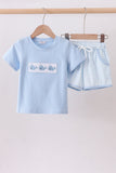 Blue Whale Embroidered Shorts Set Aaria Tees