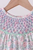 Green Floral Smocked Dress Aaria Tees